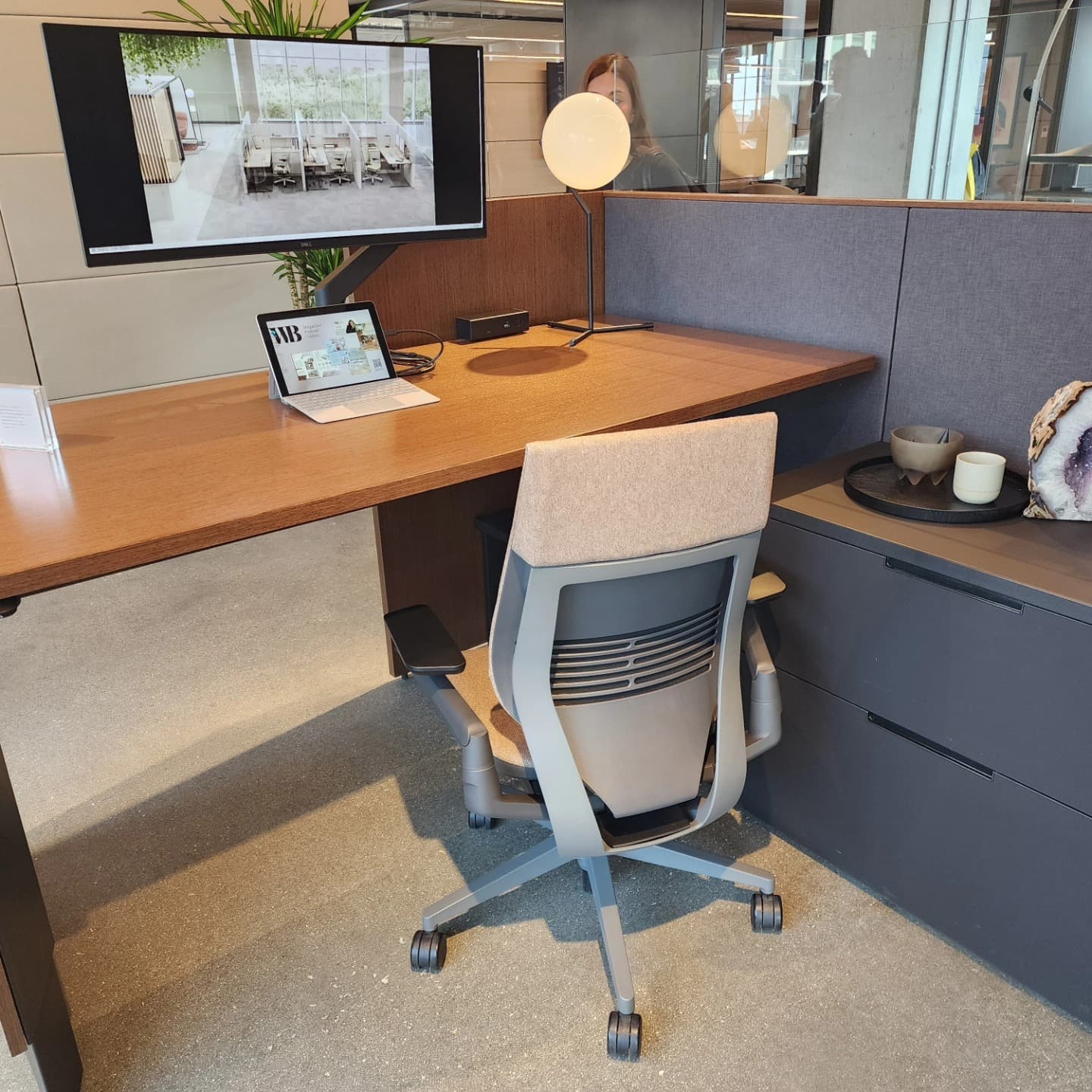 Steelcase Answer desk with Gesture chair and monitor