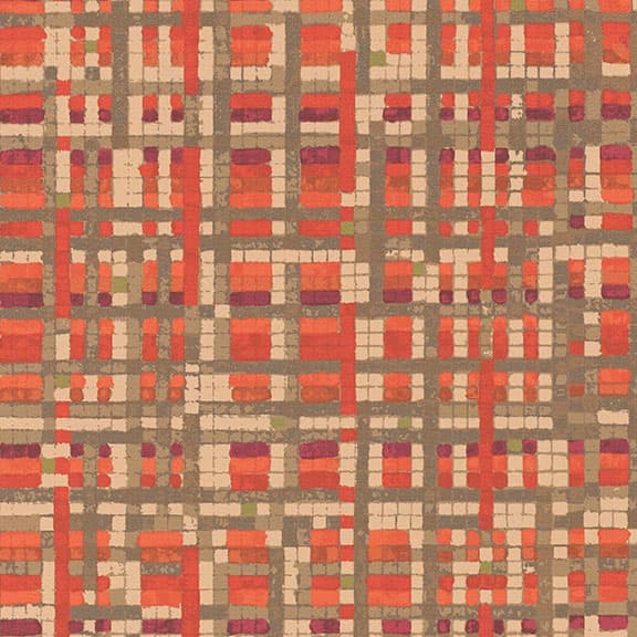 CF Stinson Watercolor Grid upholstery in Blood Orange — muted red commercial fabric